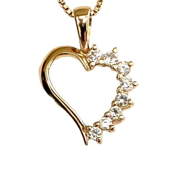 ES# Gold Vermeil & Cz Heart Necklace - Picture 2 of 6
